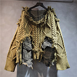 SUPER WHOLESALE | Patchwork Distressed Sweater Top