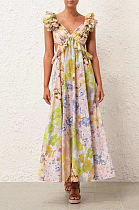 SUPER WHOLESALE | Cut-out Printed Long Dress