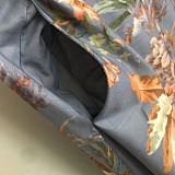 SUPER WHOLESALE | Self-tie Plunging Neck Printed Long Dress