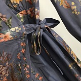 SUPER WHOLESALE | Self-tie Plunging Neck Printed Long Dress