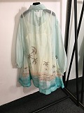 SUPER WHOLESALE | Palm Printed Knot Neck Shirt Dress