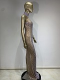SUPER WHOLESALE | Halterneck Rhinestone Maxi Dress In White