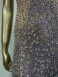SUPER WHOLESALE | Halterneck Rhinestone Maxi Dress In White