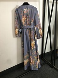 SUPER WHOLESALE | Self-tie Plunging Neck Printed Long Dress
