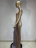 SUPER WHOLESALE | Halterneck Rhinestone Maxi Dress In White