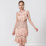 SUPER WHOLESALE | Fringe Trim Sequin Mesh Splicing Bodycon Dress