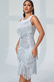 SUPER WHOLESALE | Fringe Trim Sequin Mesh Splicing Bodycon Dress