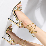 SUPER WHOLESALE | Open-toe Lace Up Heels(11cmh)