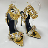SUPER WHOLESALE | Open-toe Lace Up Heels(11cmh)