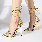 SUPER WHOLESALE | Open-toe Lace Up Heels(11cmh)
