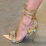 SUPER WHOLESALE | Open-toe Lace Up Heels(11cmh)