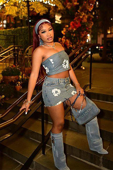 SUPER WHOLESALE | Denim Printed Skirt Set