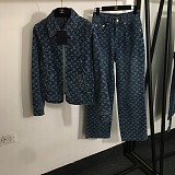 SUPER WHOLESALE | Old Money Monogram Denim Skirt Set