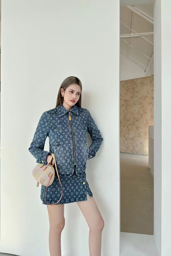 SUPER WHOLESALE | Old Money Monogram Denim Jacket Top