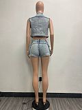 SUPER WHOLESALE |  Denim Cargo Shorts Set