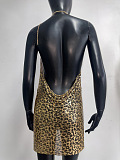 SUPER WHOLESALE | Leopard Halter Sequins Dress