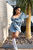 SUPER WHOLESALE | Denim Strapless Feather Jacket