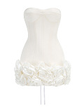 SUPER WHOLESALE |Strapless Slim-Fit Dress with Floral Hem Bodycon Gown