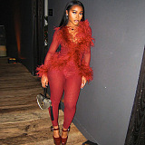 SUPER WHOLESALE | Feather Patchwork 2 Pieces