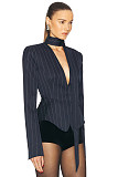 SUPER WHOLESALE |  Plunge Neck Blazer Skirt Set