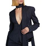 SUPER WHOLESALE |  Plunge Neck Blazer Skirt Set