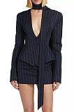 SUPER WHOLESALE |  Plunge Neck Blazer Skirt Set