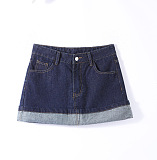 SUPER WHOLESALE | Folded Denim Jacket and Skirt Set
