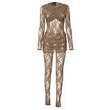 SUPER WHOLESALE | Lace Jumpsuit in Brown
