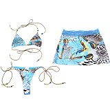SUPER WHOLESALE |Printed 3 Pieces Bikini with Skirt