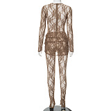SUPER WHOLESALE | Lace Jumpsuit in Brown