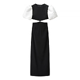 SUPER WHOLESALE |  Lantern Short Sleeves Dress