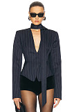 SUPER WHOLESALE |  Plunge Neck Blazer Skirt Set