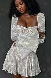SUPER WHOLESALE | Lace Patchwork Square Neck Dress