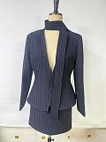 SUPER WHOLESALE |  Plunge Neck Blazer Skirt Set