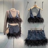 SUPER WHOLESALE | Feather Denim Set