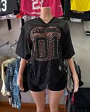 SUPER WHOLESALE | Over-size Lace Jersey Top