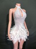 SUPER WHOLESALE | Halter Feather Dress
