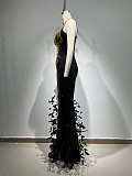 SUPER WHOLESALE | Rhinestone Feather Gown