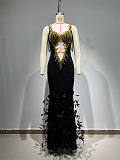 SUPER WHOLESALE | Rhinestone Feather Gown