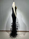 SUPER WHOLESALE | Rhinestone Feather Gown
