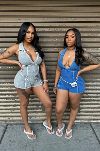 SUPER WHOLESALE | Halter Washed Romper
