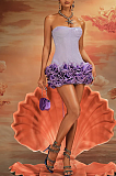 SUPER WHOLESALE | Strapless Flower Mini Dress In Purple