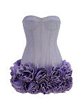 SUPER WHOLESALE | Strapless Flower Mini Dress In Purple