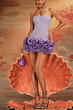 SUPER WHOLESALE | Strapless Flower Mini Dress In Purple