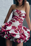 SUPER WHOLESALE | Printed Strapless Puffy Dress