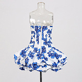 SUPER WHOLESALE | Printed Strapless Puffy Dress