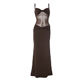 SUPER WHOLESALE | Twist Spaghetti Dress in Brown