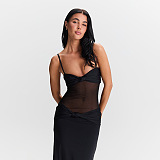 SUPER WHOLESALE | Twist Spaghetti Dress in Brown