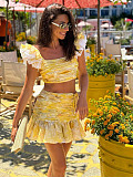 SUPER WHOLESALE | Wave Hem Tie-back Skirt Set(PRE ORDER)