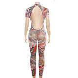 SUPER WHOLESALE |  Printed Open-back Jumpsuit